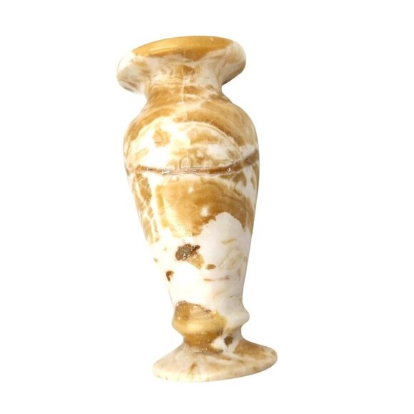Vintage Marbled Onyx Alabaster Stone Vase 7.25 inches tall x 3 inches wide - Picture 12 of 15